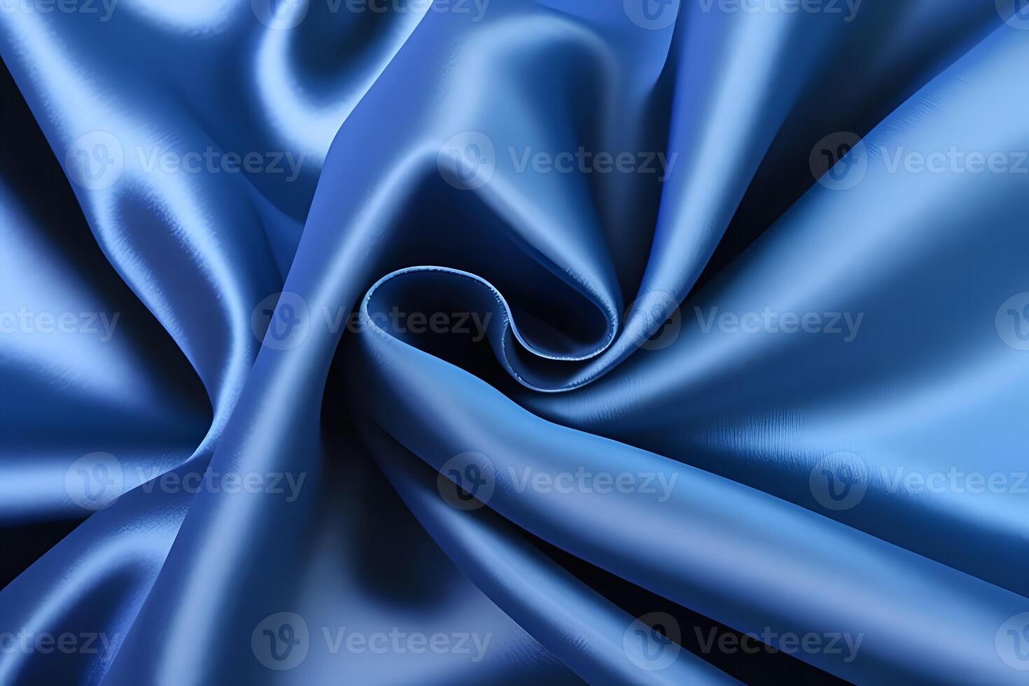 Abstract Blue Satin Fabric Texture Luxurious Smooth Swirls and Drapes photo