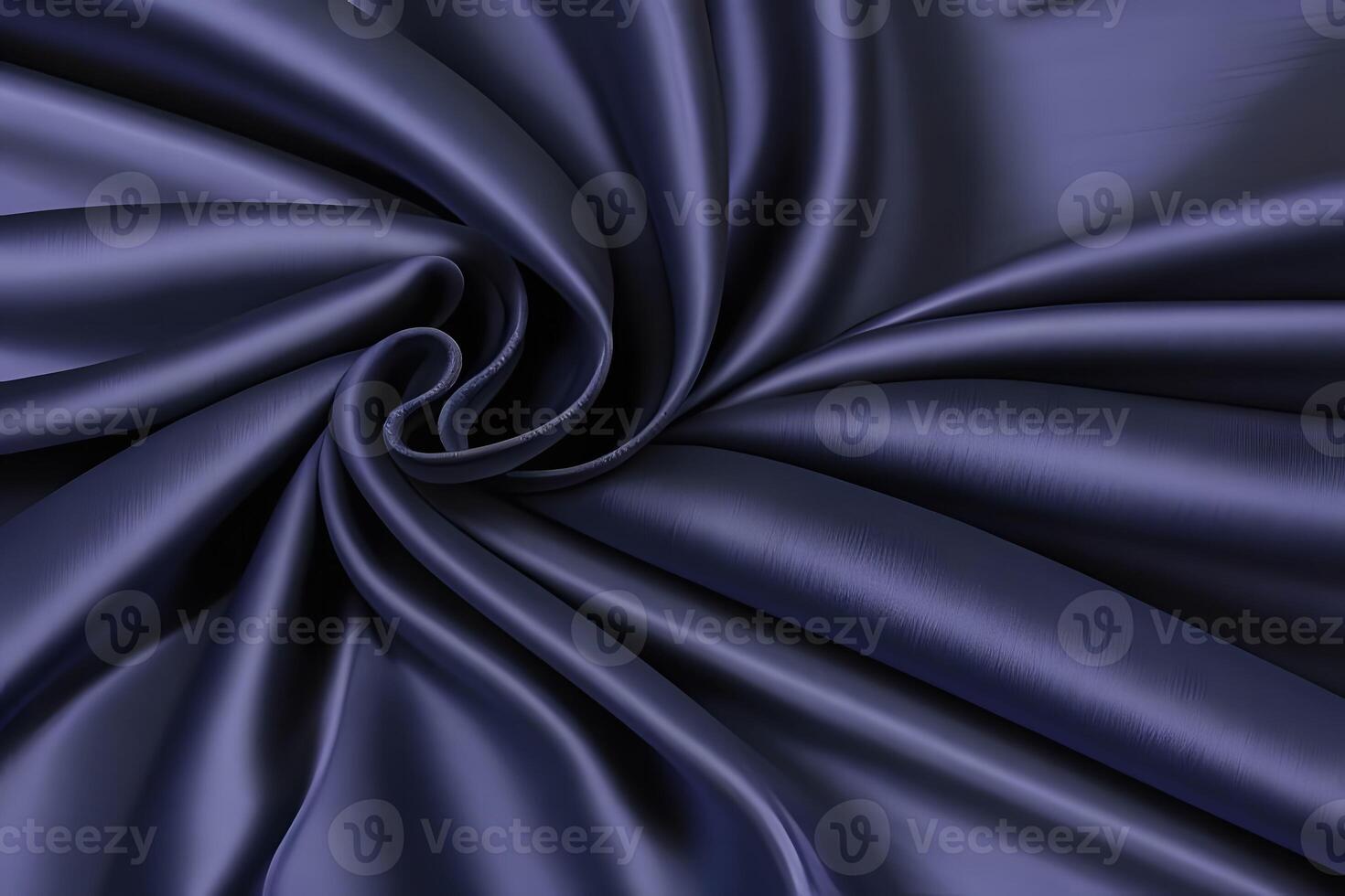 Navy Blue Satin Fabric Swirls Elegant Texture and Smooth Drape photo