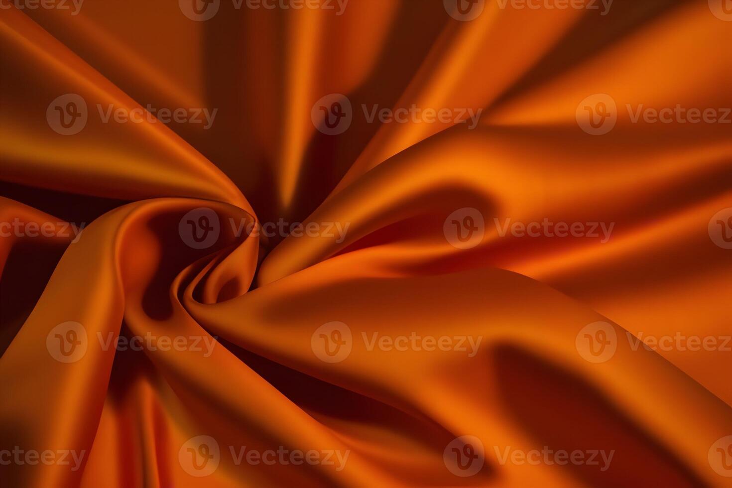 Luxurious Orange Silk Fabric Drape Abstract Texture and Smooth Waves photo