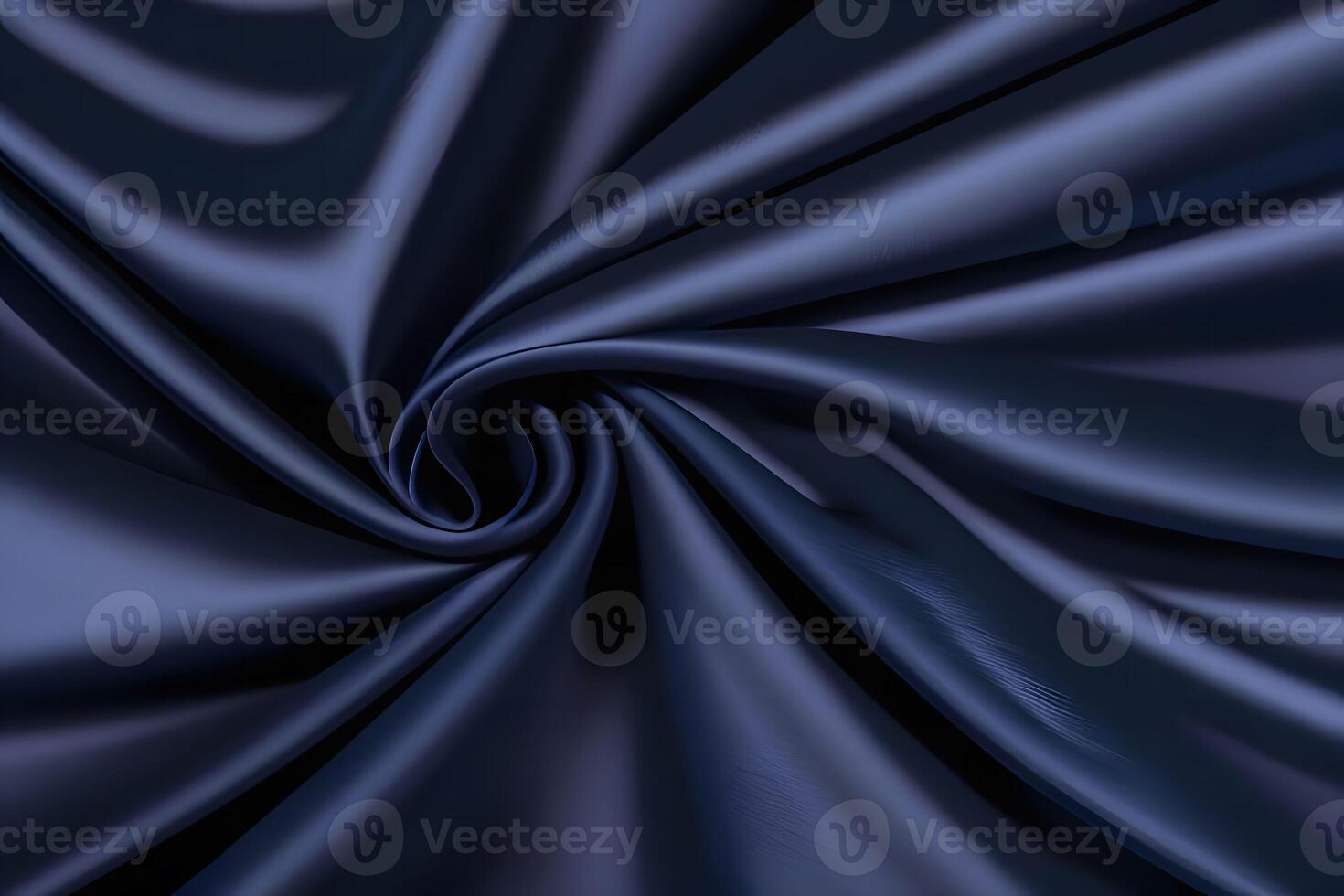 Navy Blue Satin Fabric Swirl Elegant Texture and Smooth Drape photo