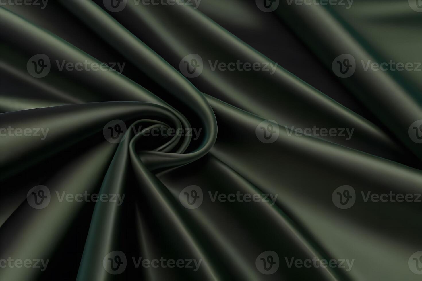 Dark Emerald Green Satin Fabric Drapery Luxurious Texture and Smooth Waves photo