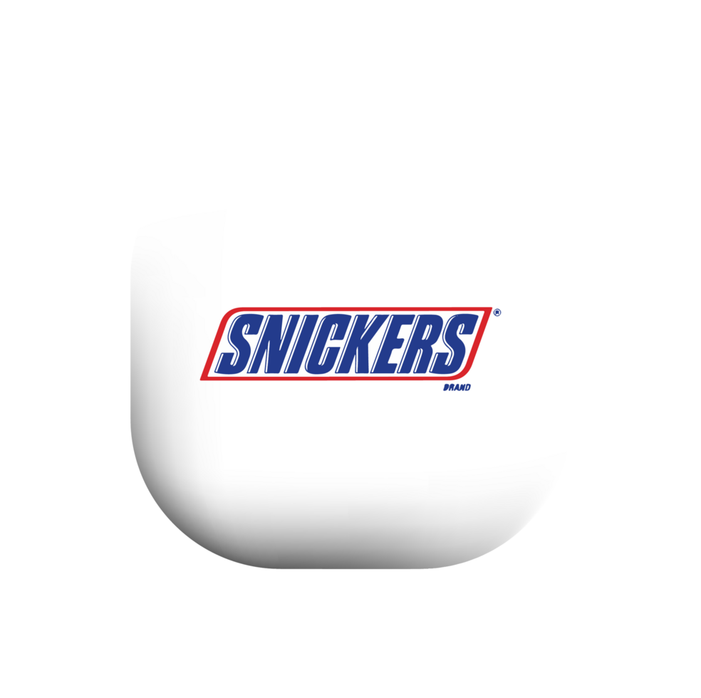 White button with the snicker logo png
