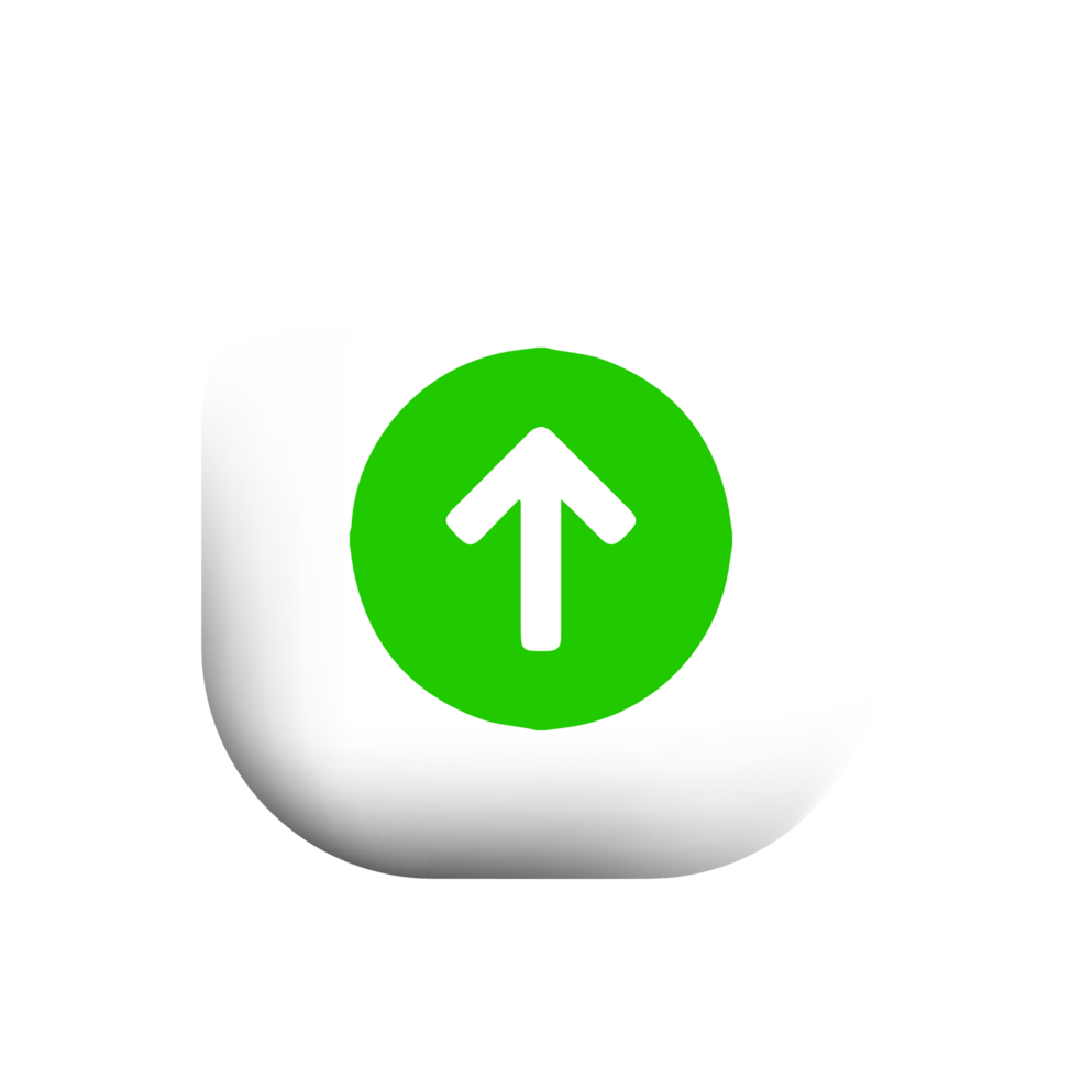 A green arrow pointing up on a white square png