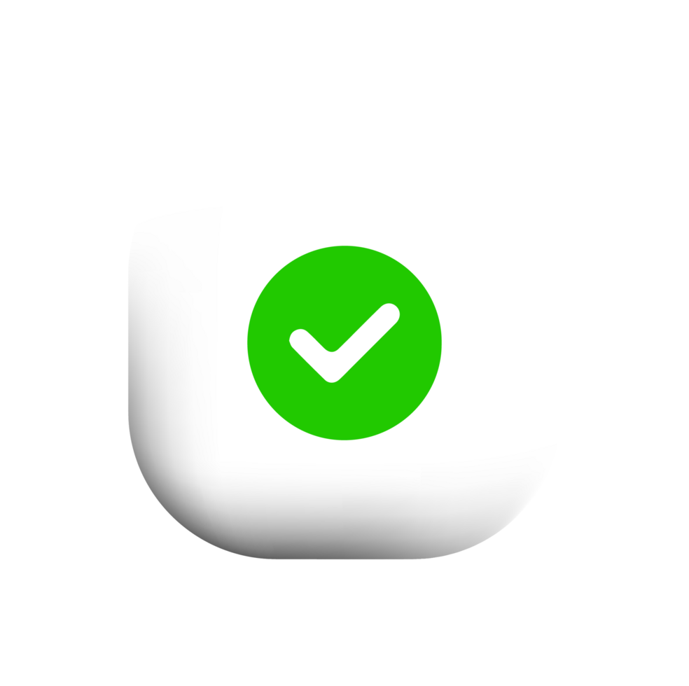 A green check mark on a white square png