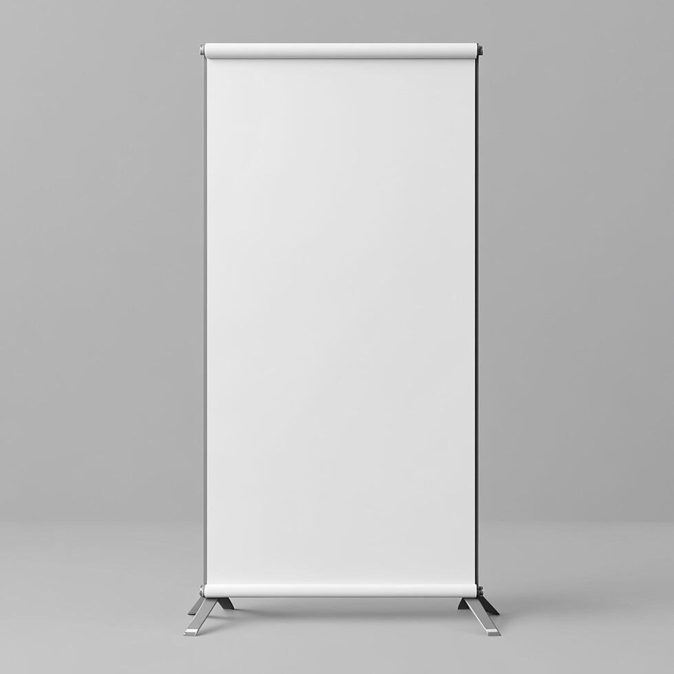 Blank rollup banner display for advertising and presentation photo