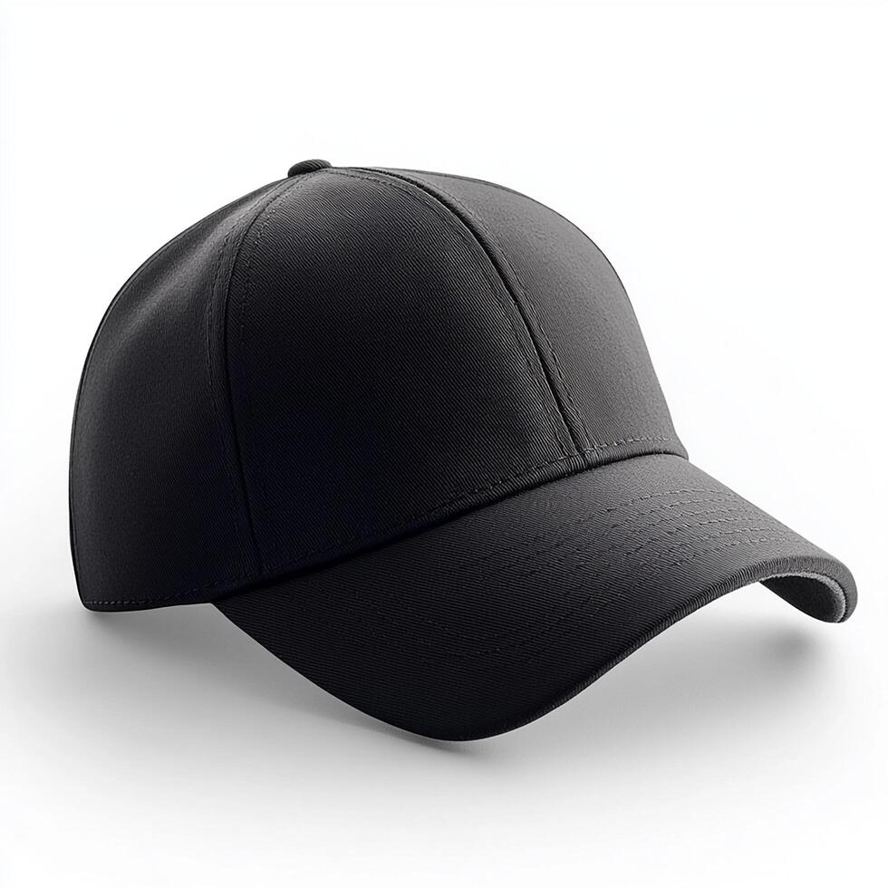 Black baseball cap mockup isolated on white background photo