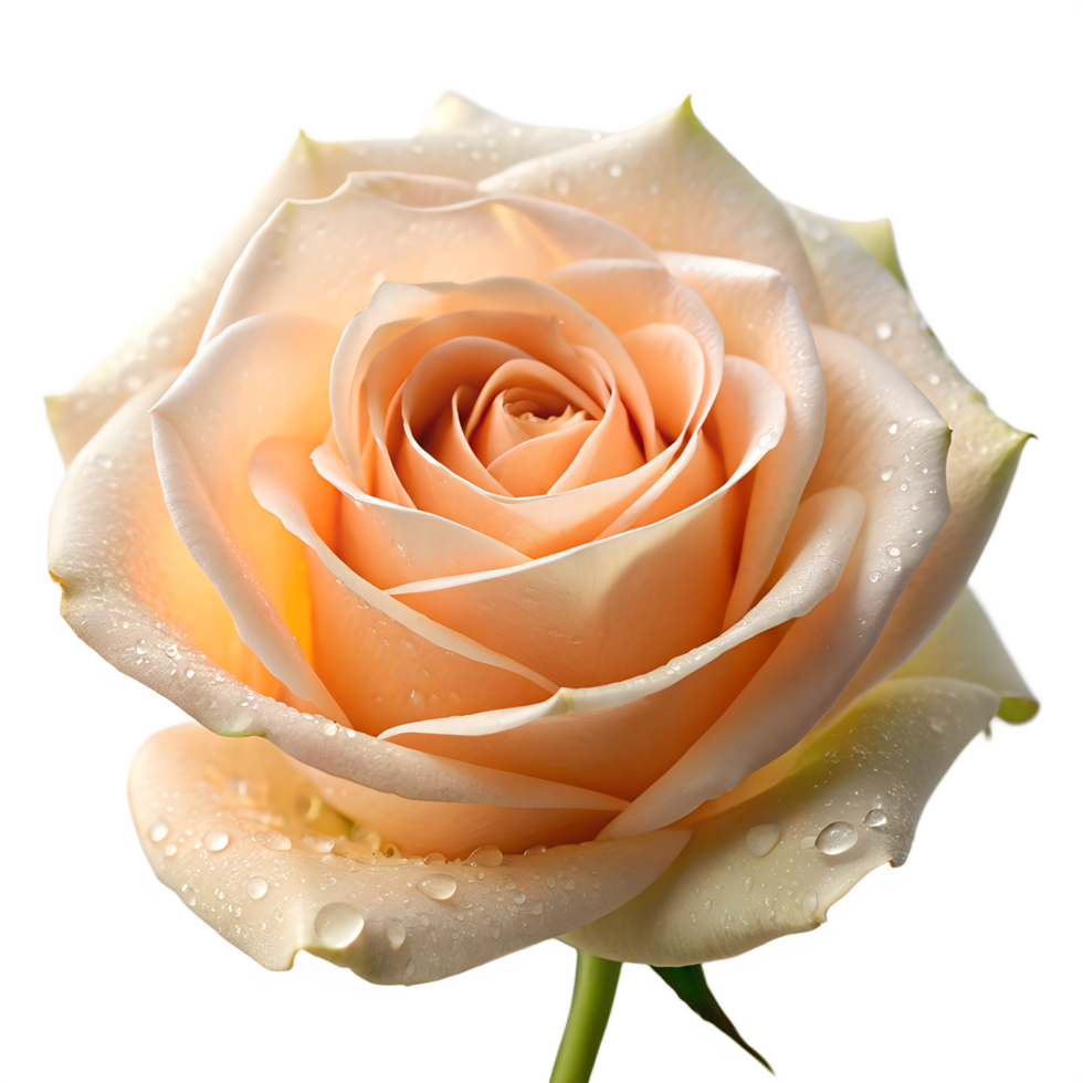 Soft Peach Rose with Dew Drops png