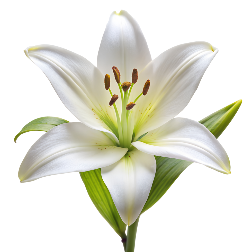 Elegant White Lily Flower in Bloom - Botanical Close-Up Photography png