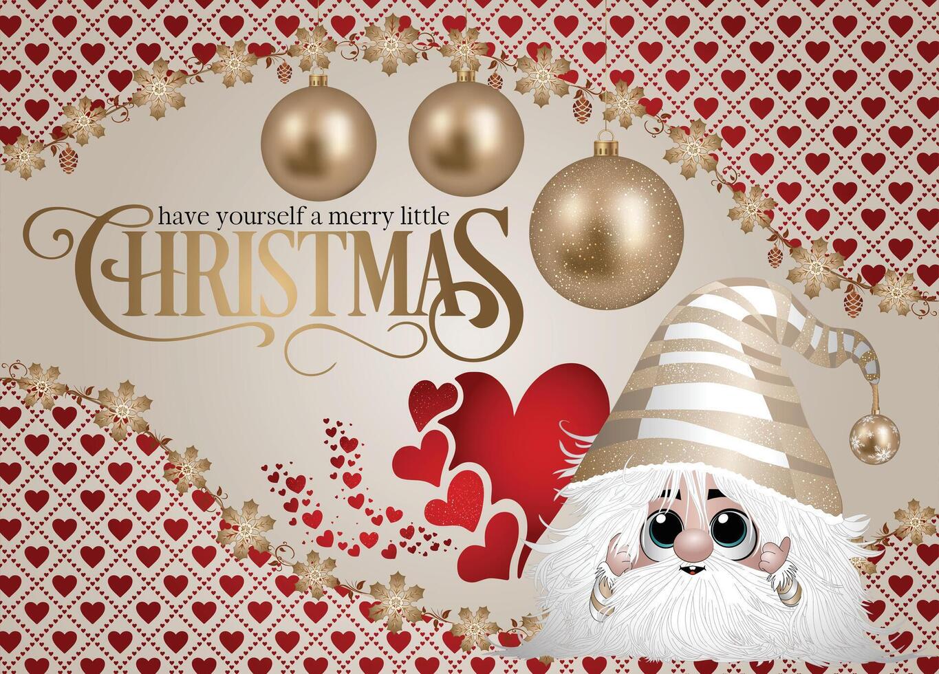 A festive figure adorned with Christmas baubles and a Christmas greeting. vector