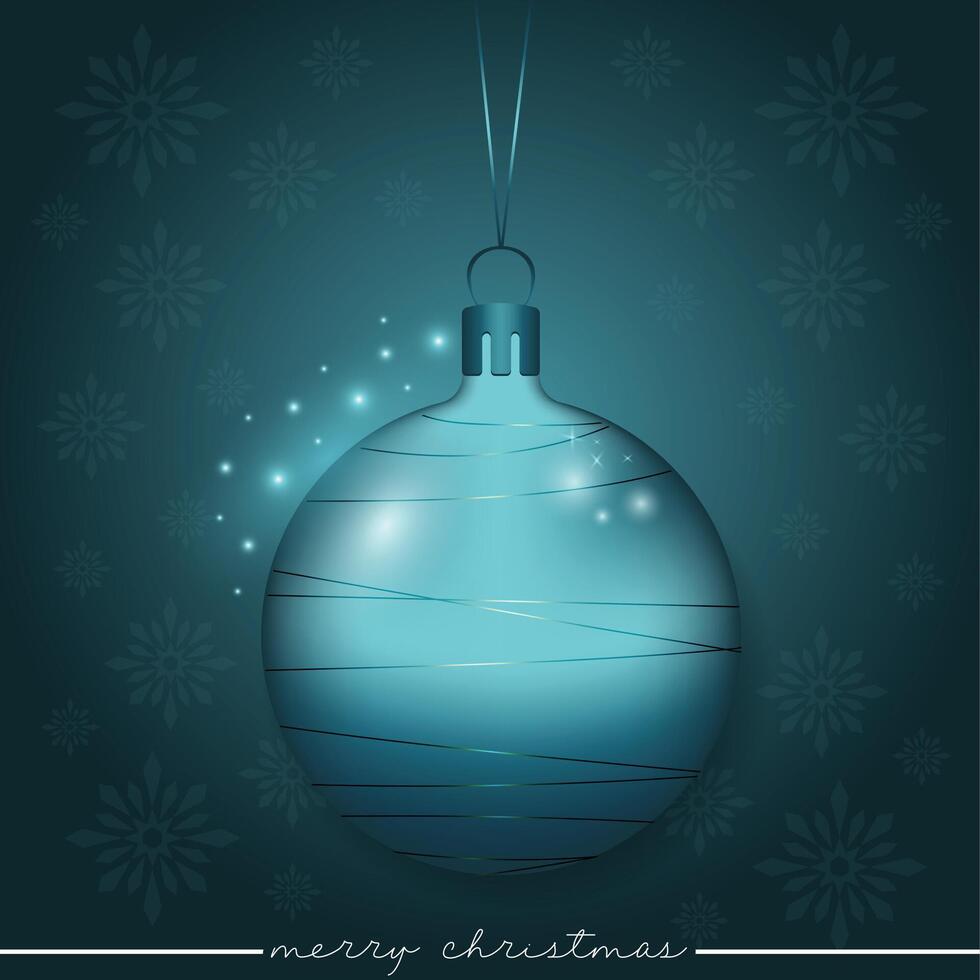 A blue festive Xmas ornament showcasing a dark lined motif. vector