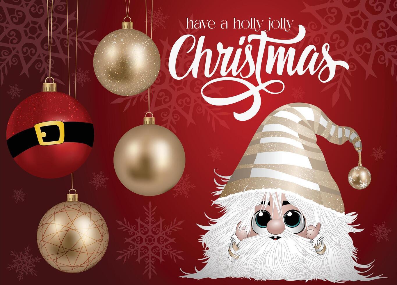 A holiday greeting card with an illustration of a festive figure. vector