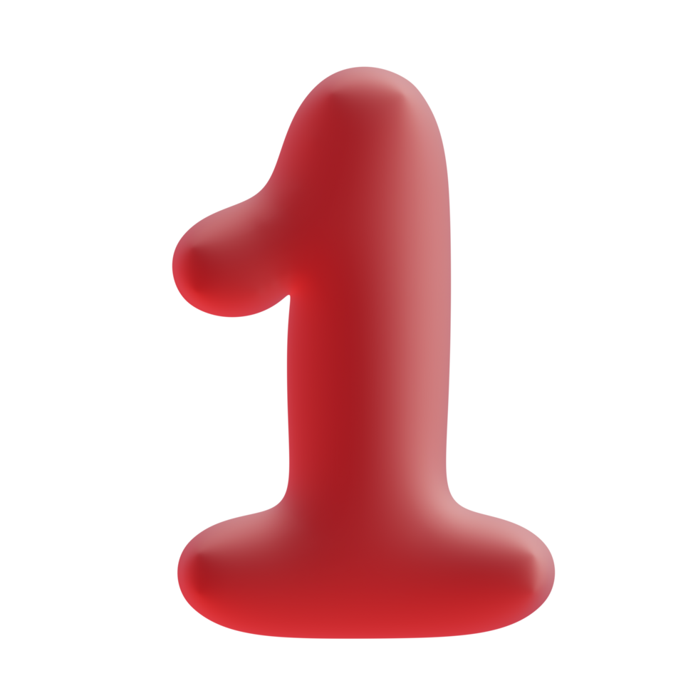 3D Number 1 In Red Color png