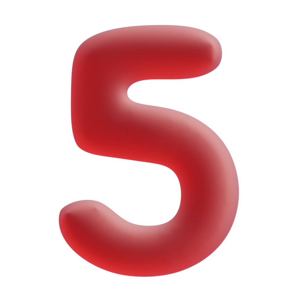 3D Number 5 In Red Color png