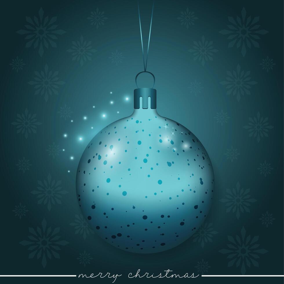 A luminous blue holiday bauble with a dark dotted pattern. vector