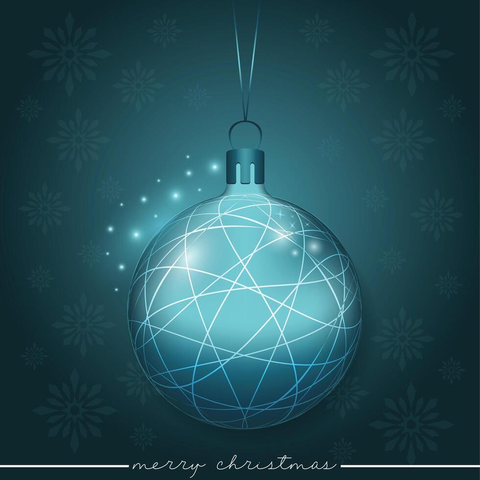 A shimmering blue holiday ornament adorned with a white line pattern. vector