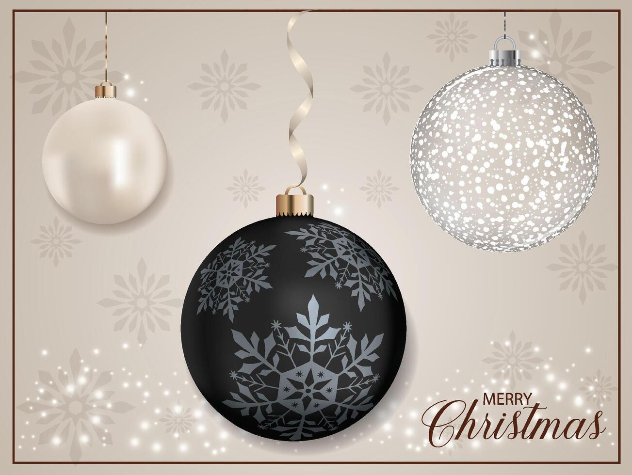 A black pearly Christmas tree decoration featuring a snowflake design. vector