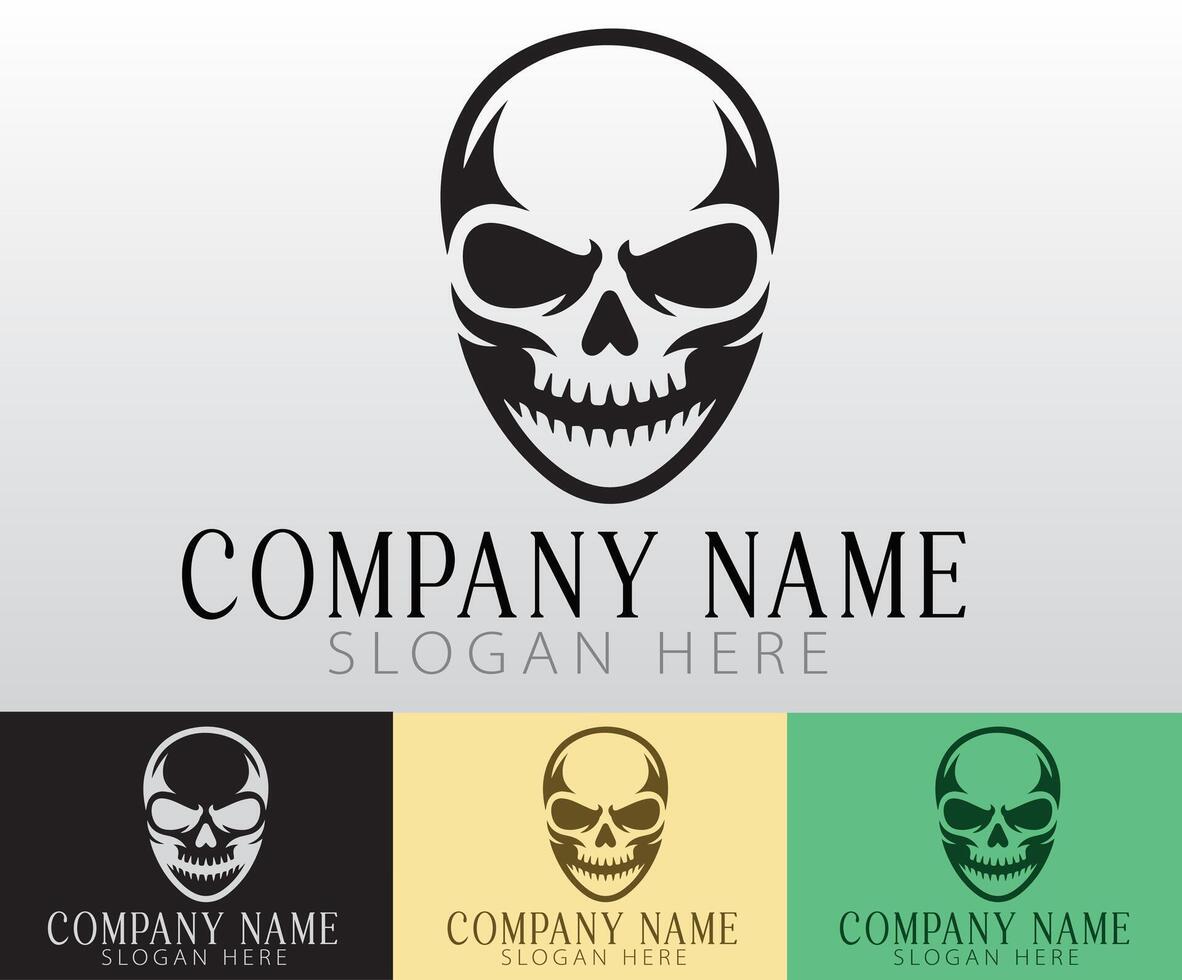 A business logo concept incorporating a skull emblem for strong brand presence. vector