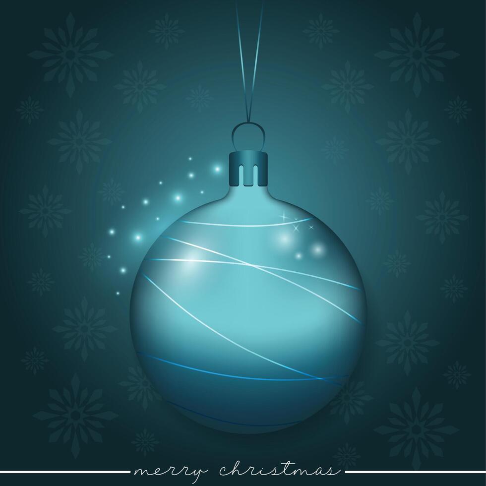 A glossy blue Christmas decoration with sleek white stripes. vector
