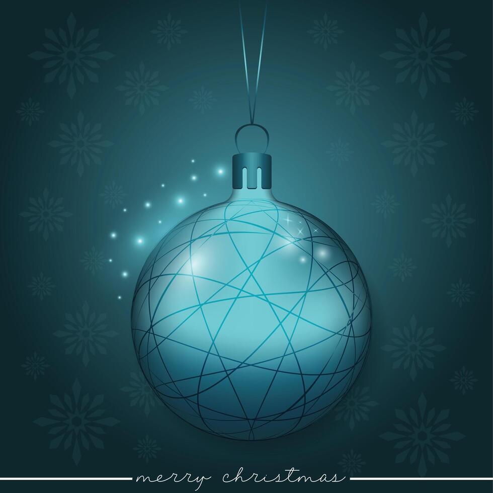 A shimmering blue holiday ornament adorned with a line pattern. vector