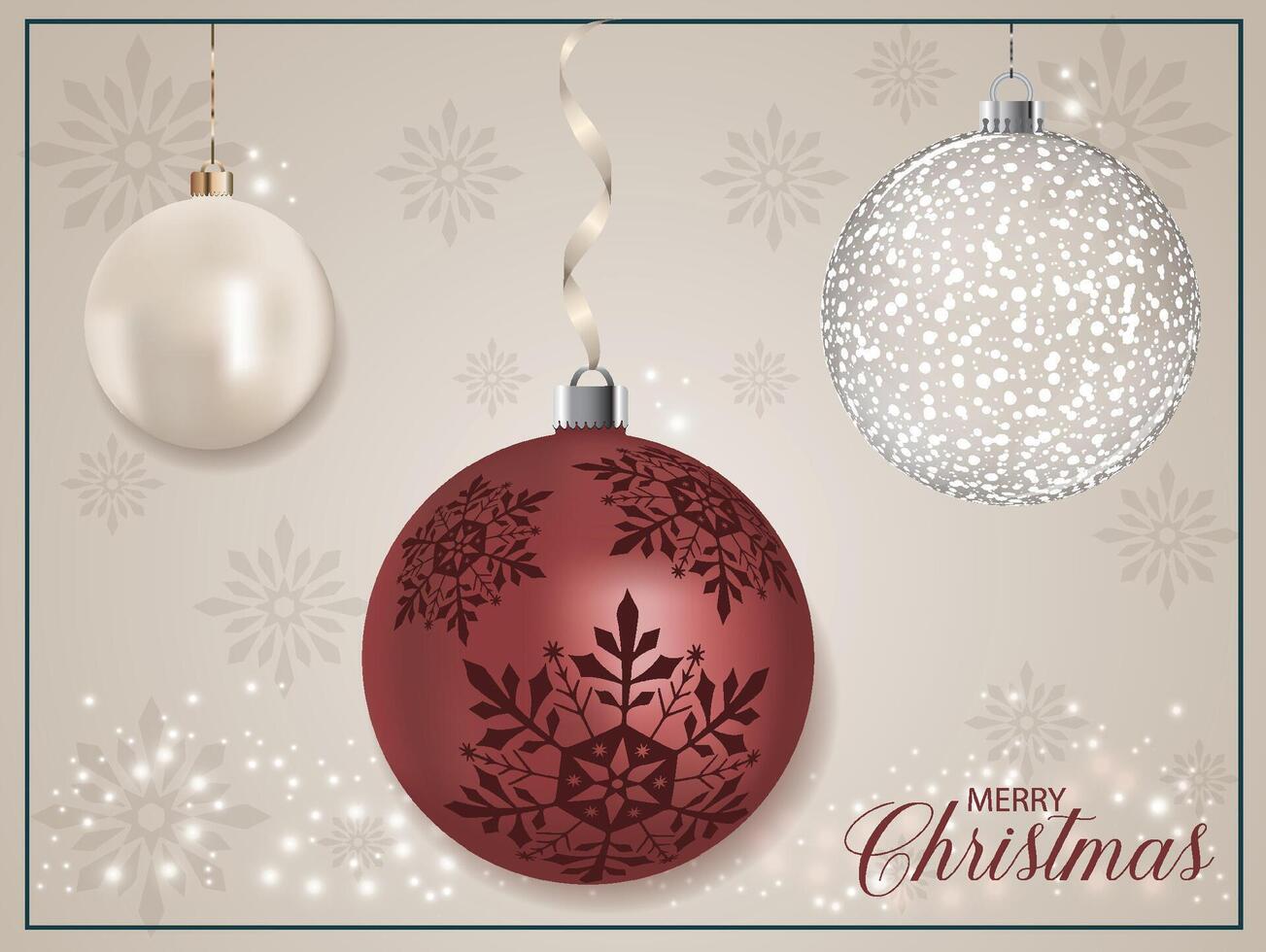 A red pearly Christmas tree decoration featuring a snowflake design. vector