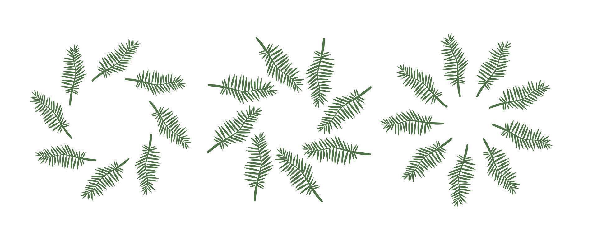 Simple tropical leaves circle frame. Bright illustration for card, invitation card for wedding, birthday and other holiday isolate on white vector