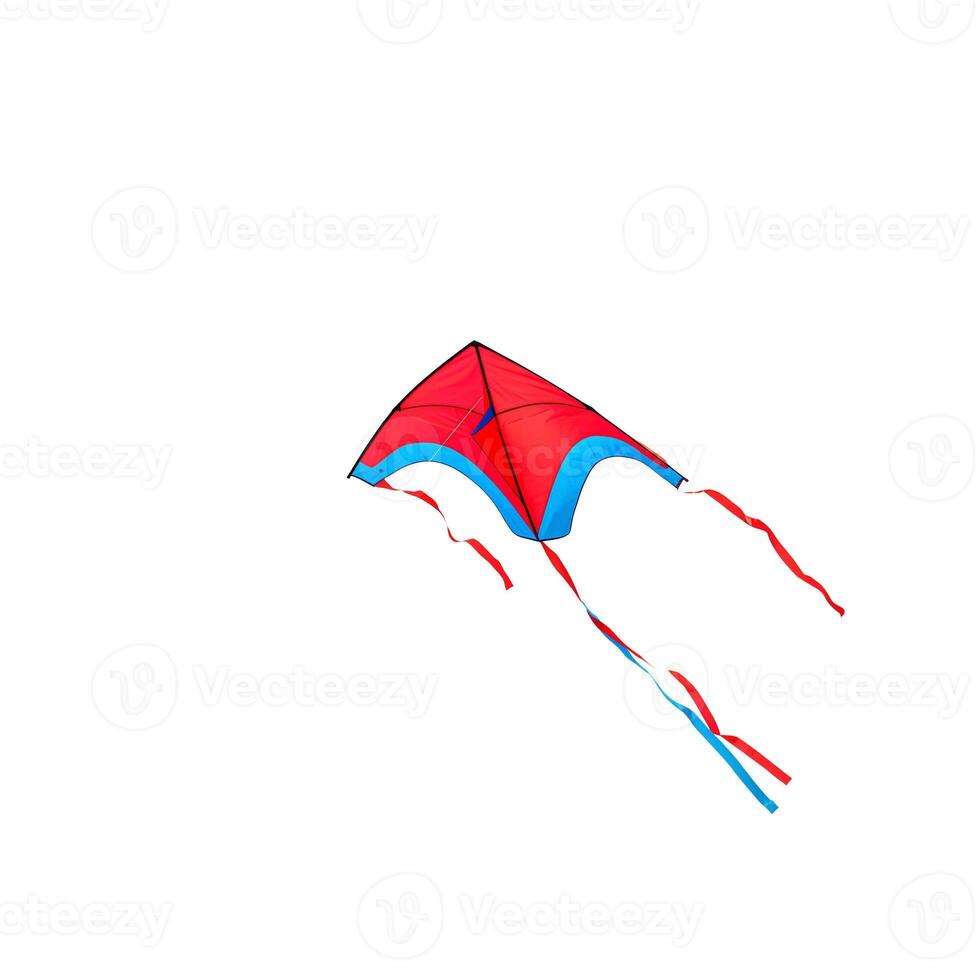 Bright and vibrant kite flying on a white background, symbolizing fun, freedom, and play photo