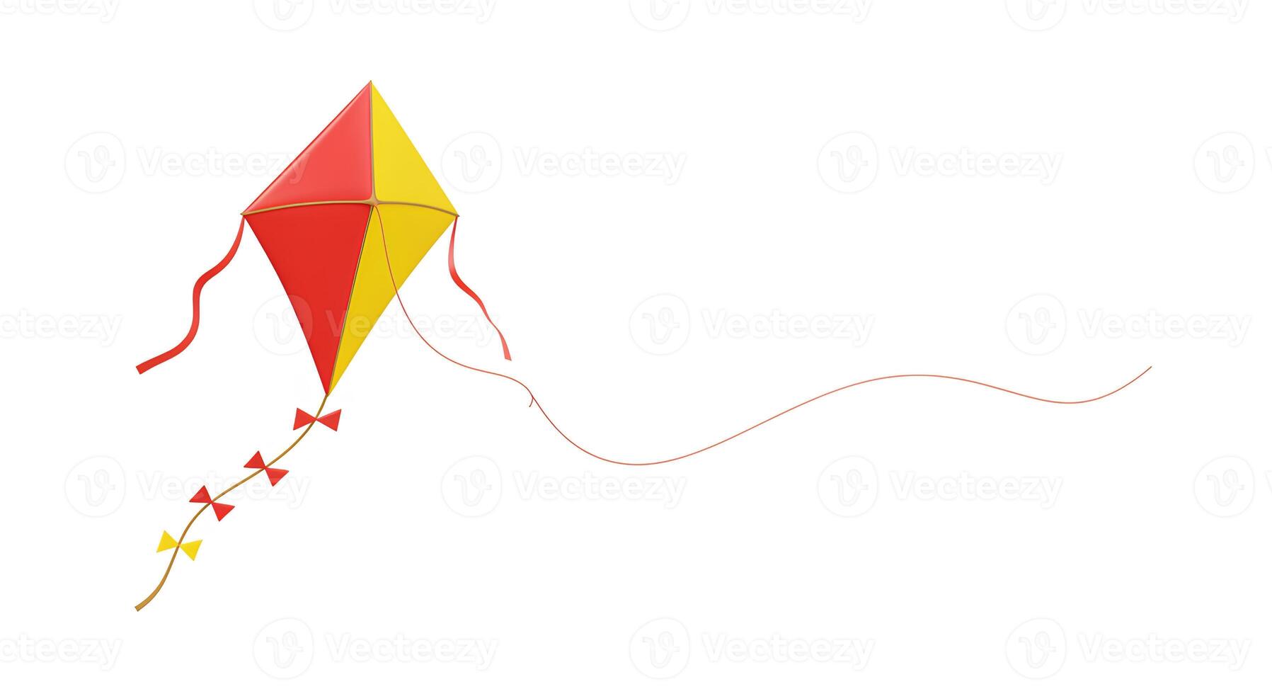 Kite with vivid rainbow colors isolated on white, representing joy, childhood, and adventure photo