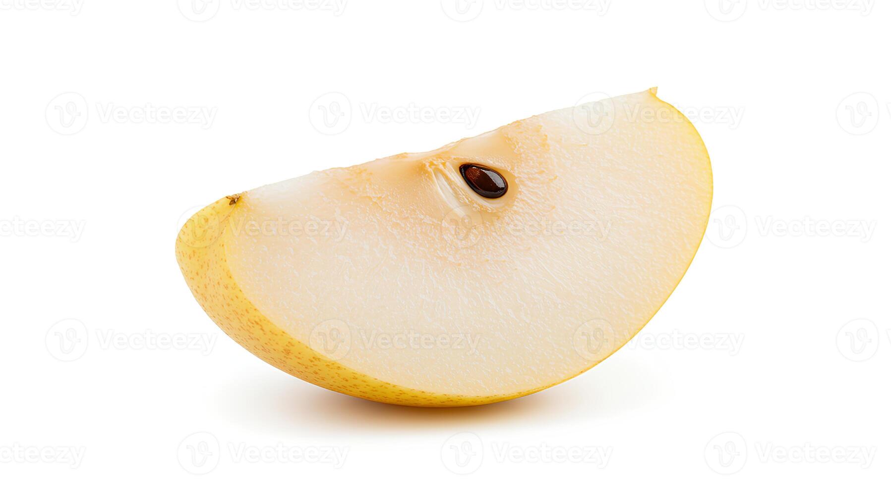 Delicious Asian pear slice isolated on white background, ideal for vegan recipes and health food promotions photo