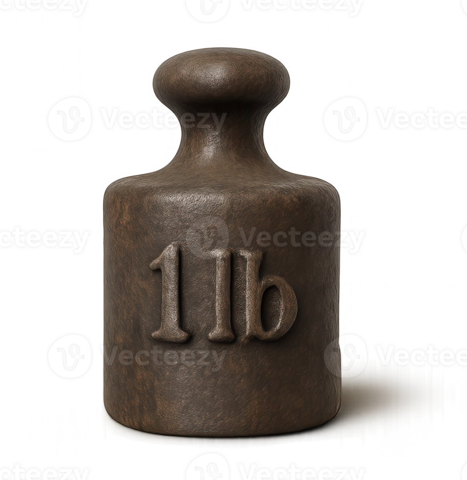 One Pound Calibration Weight Representing Imperial Unit of Mass on Transparent Background png