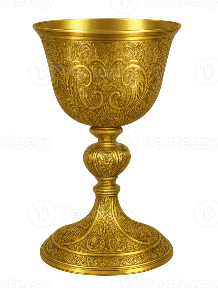 Ornate Gold Chalice Standing on Transparent Background png