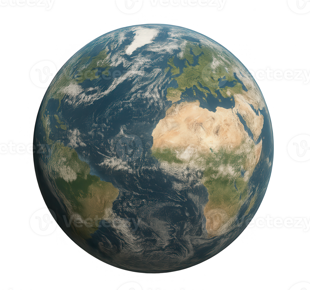 Planet Earth rotating in space with transparent background png