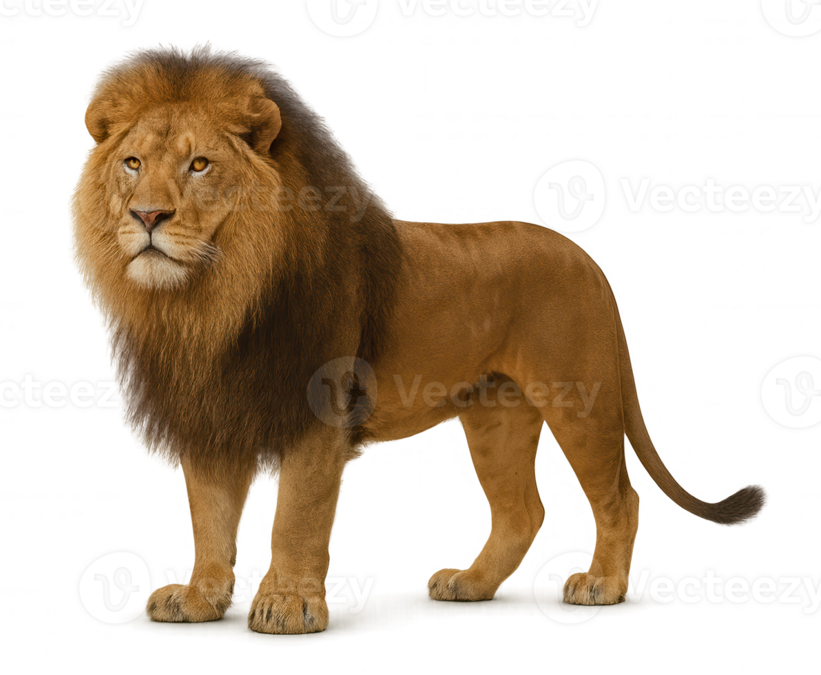 Majestic lion standing proudly on transparent background png