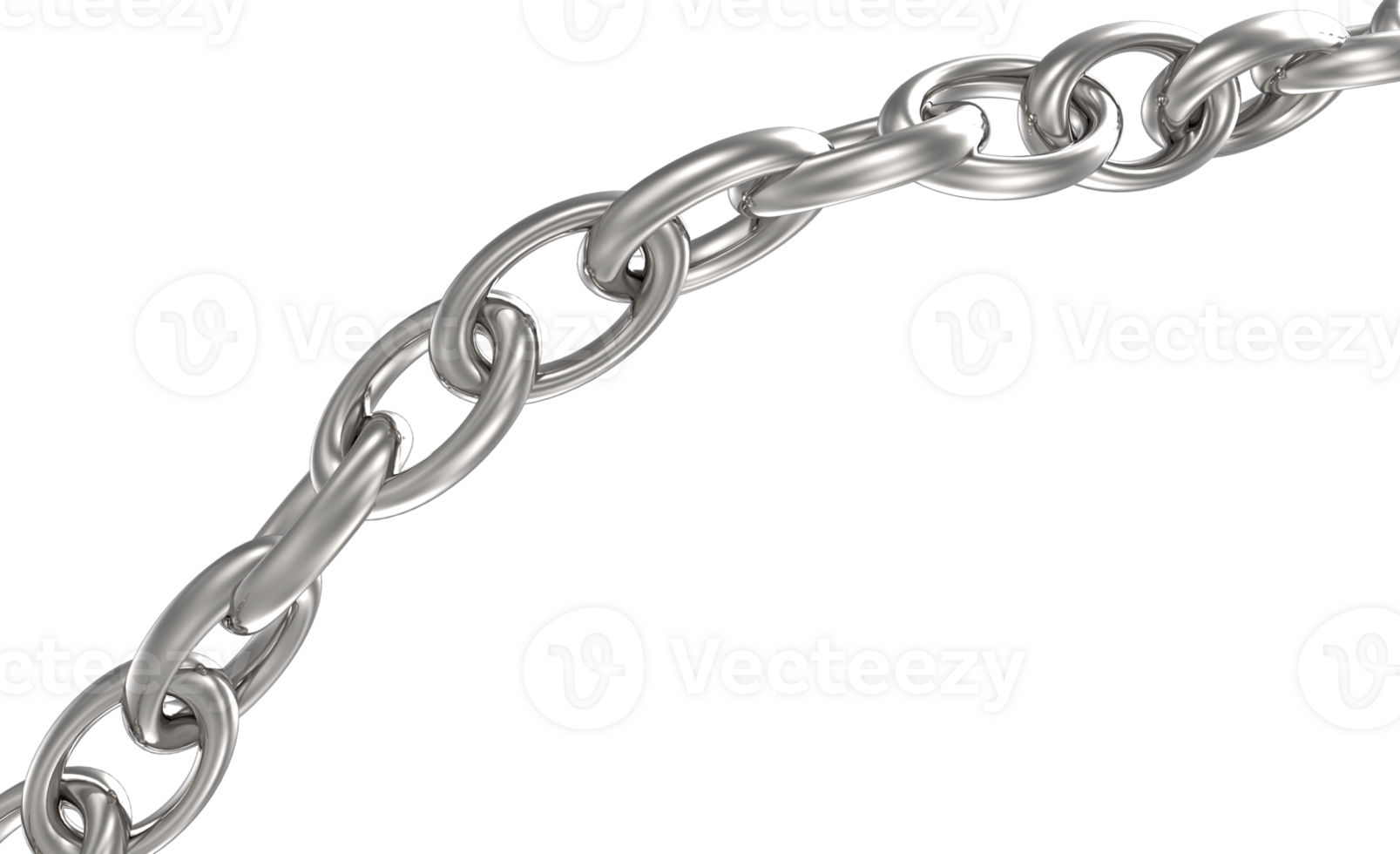 3d silver chain with a loop on it on a transparent background png