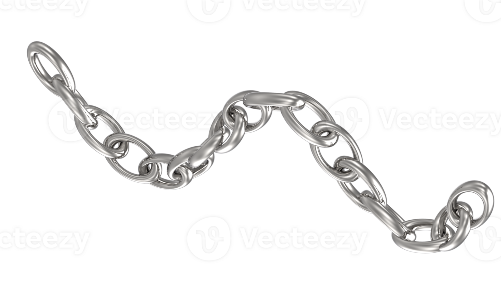 silver 3d render chain with a loop on it on a transparent background png