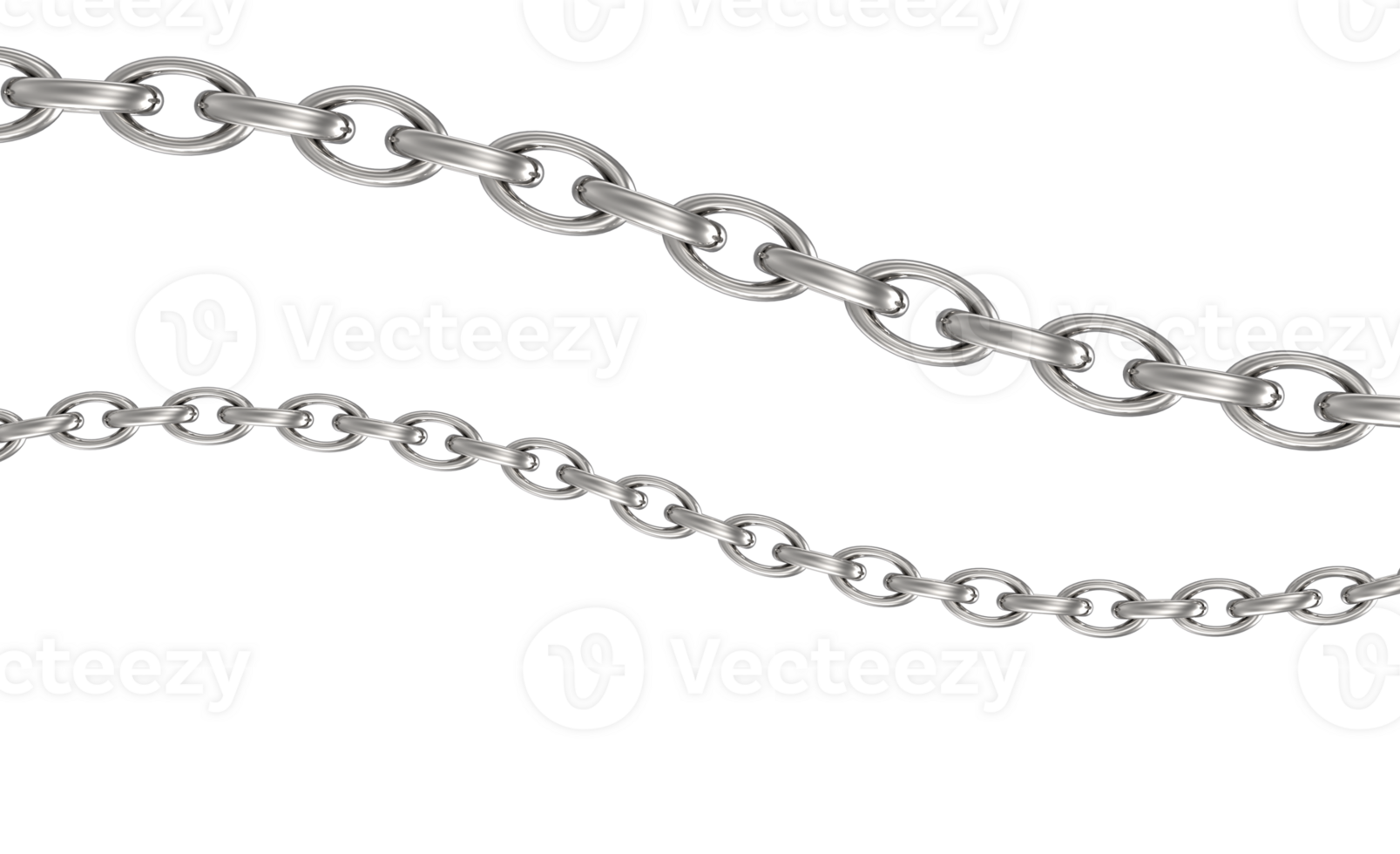 silver 3d chain with a loop on it on a transparent background png