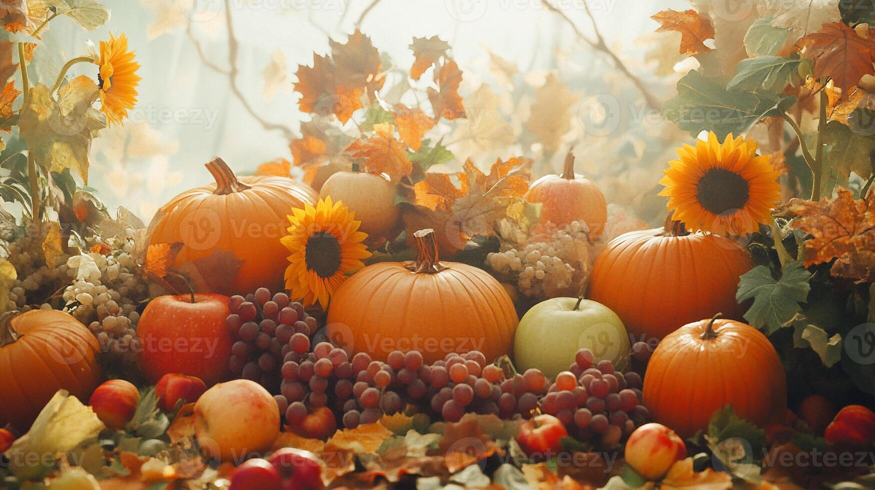 Autumn harvest bounty, sunlit fall scene photo