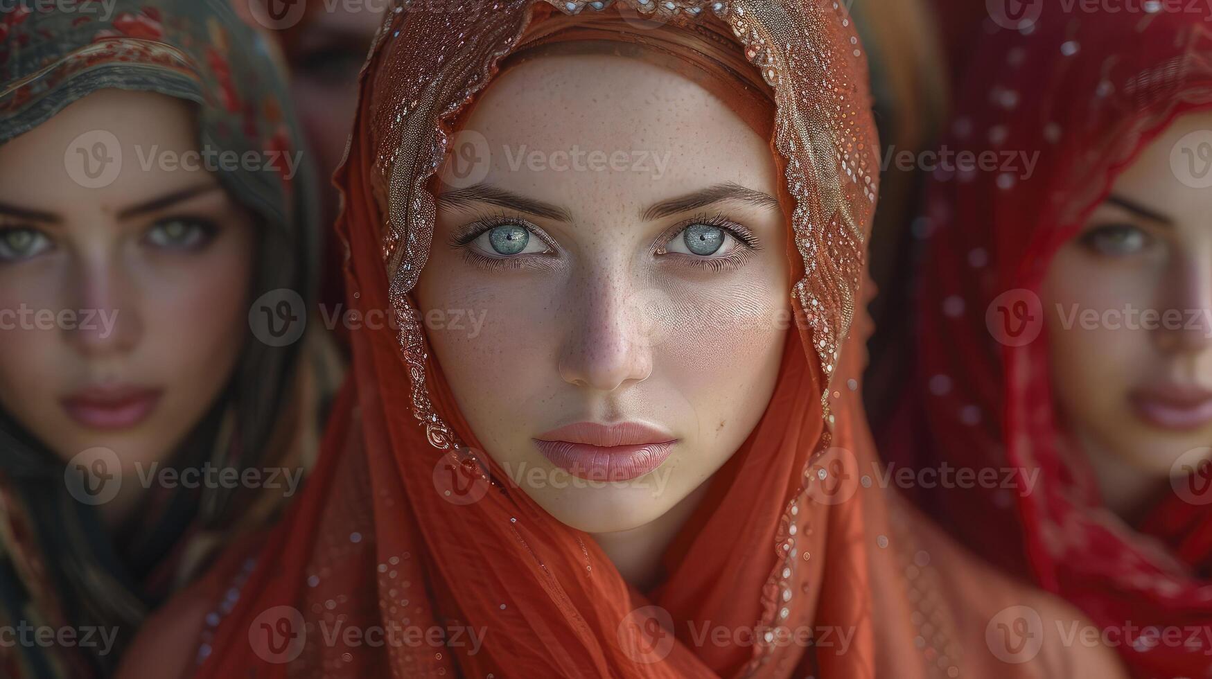 A group of women wearing headscarves photo