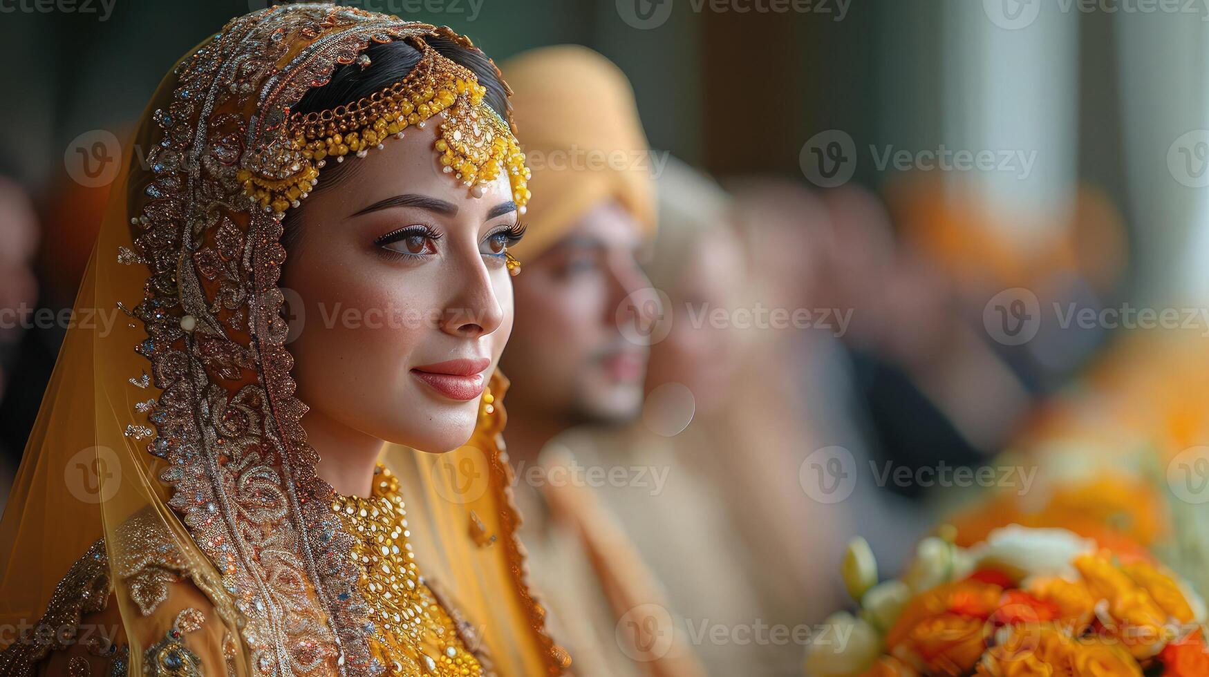 A bride in traditional indian attire photo