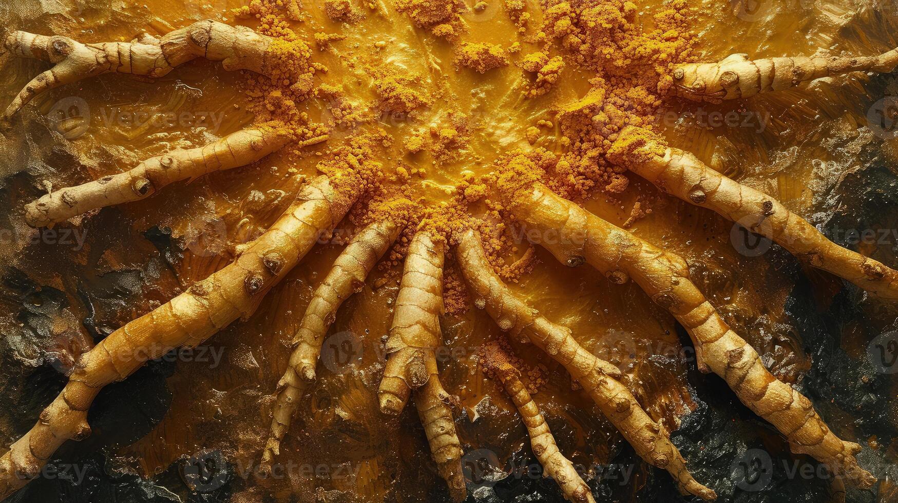 The roots of a plant are shown in a photo