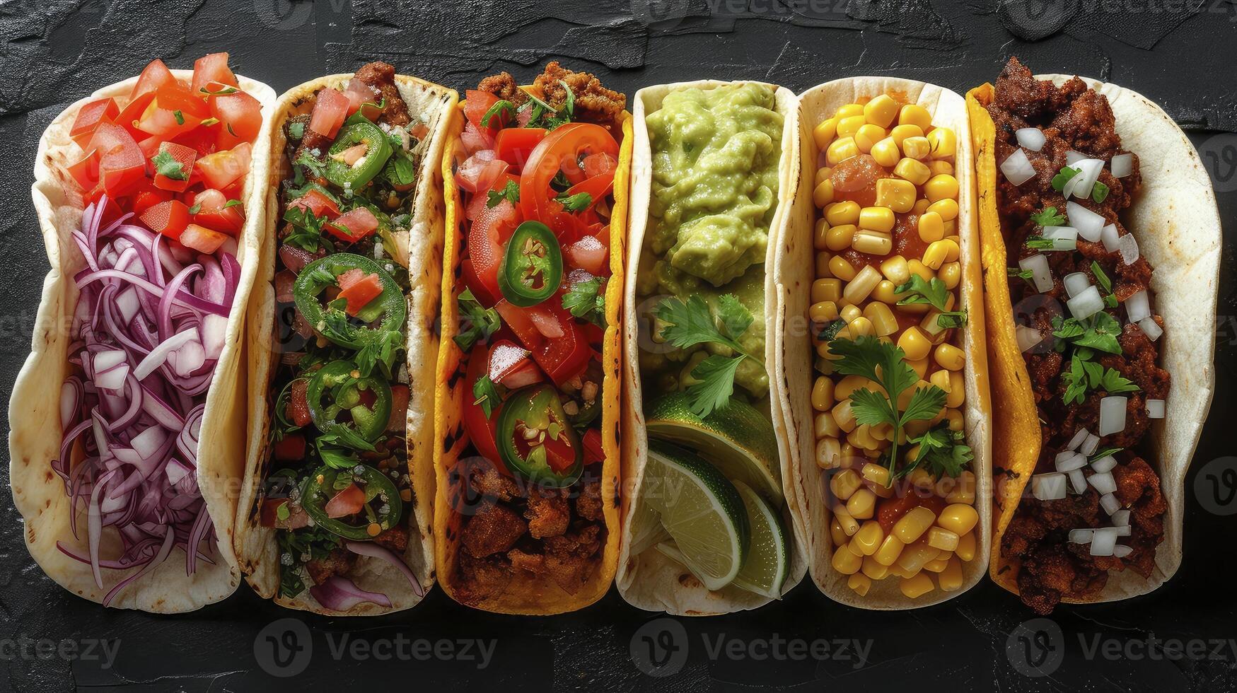 A group of tacos with different types of meat photo