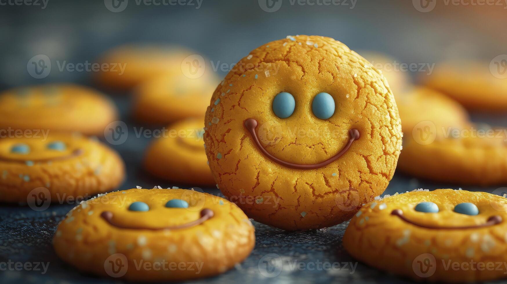 A group of cookies with faces on them photo