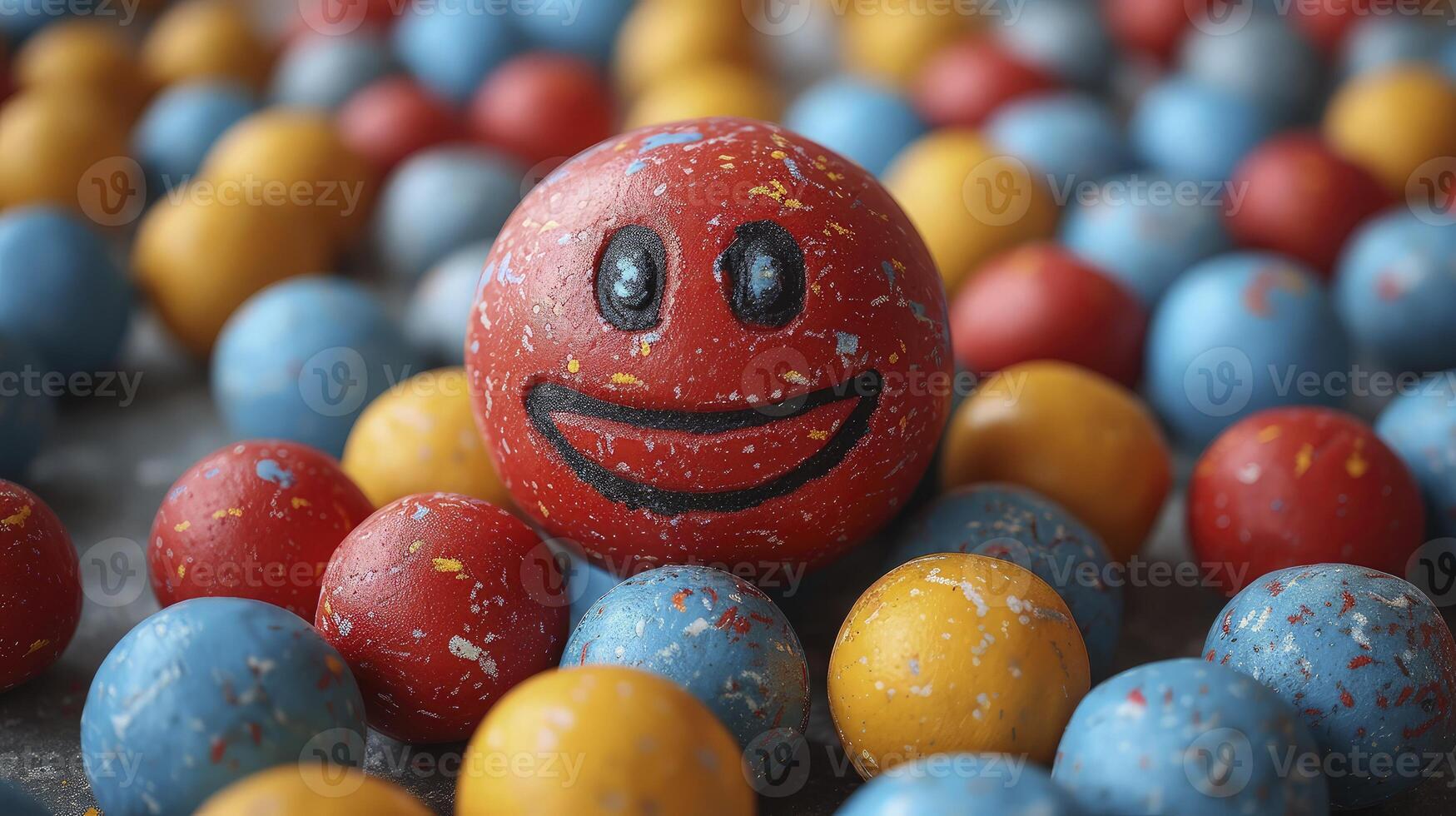 A colorful egg with a smiley face on it photo