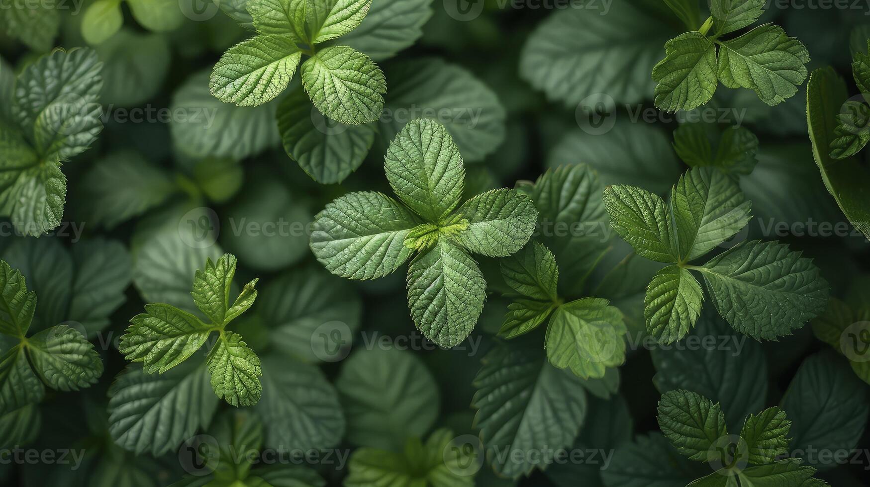 Green leaves of mint plant photo