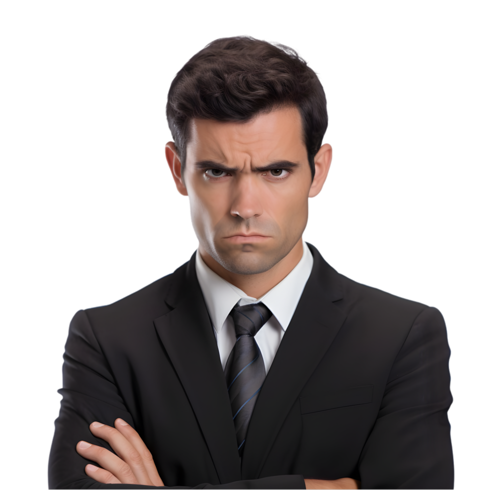 Skeptical businessman analyzing market trends in office environment professional portrait business insights png