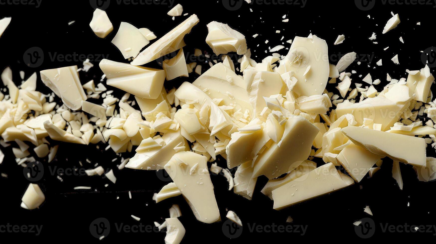 White Chocolate Pieces on a Black Background photo