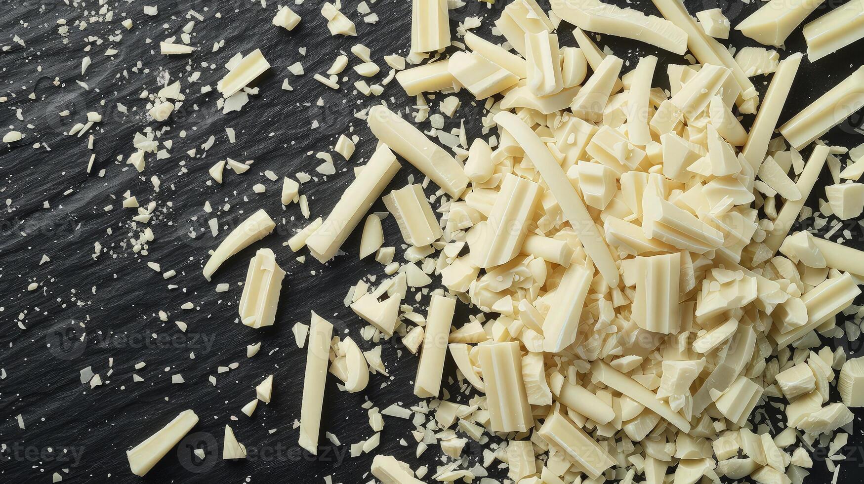 Broken White Chocolate on Black photo