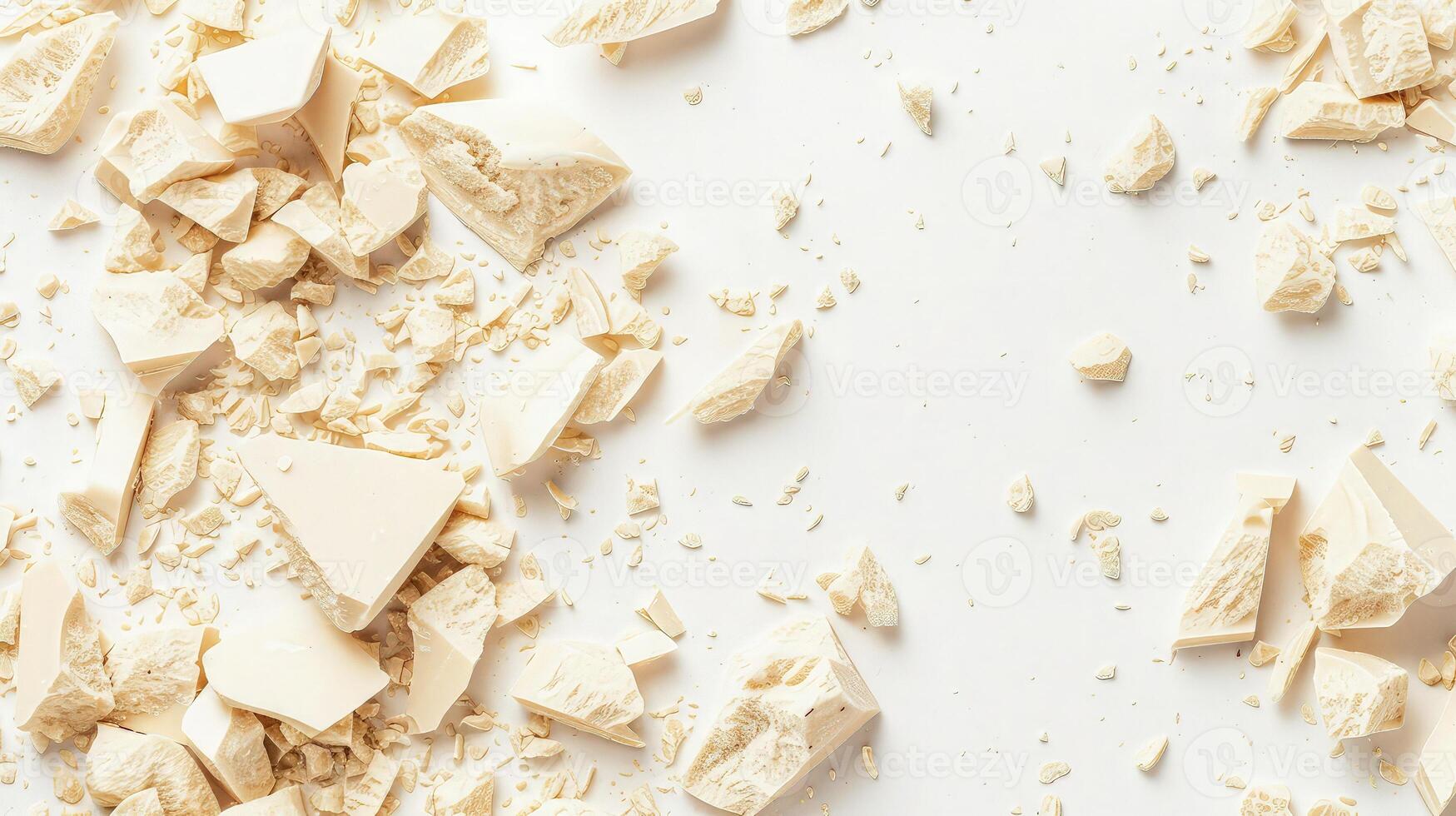 Delectable white chocolate fragments ready to be savored photo