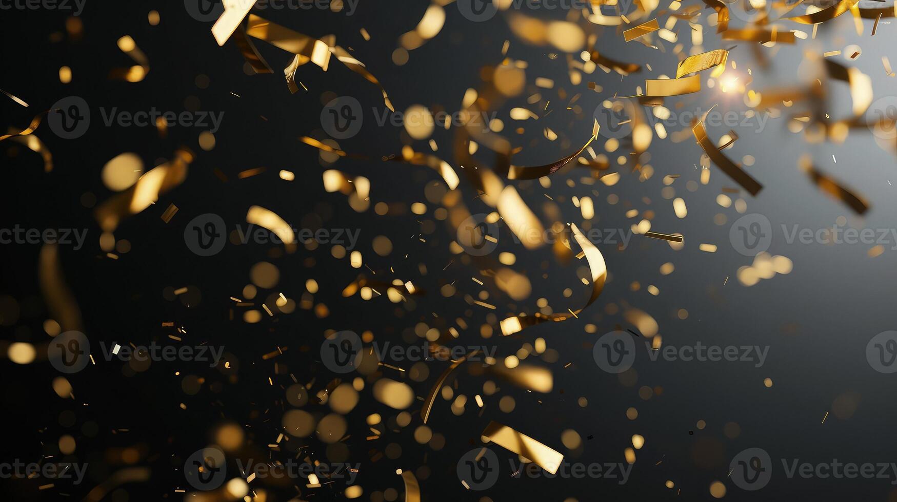 Fiery gold confetti contrasting against the elegance of black photo