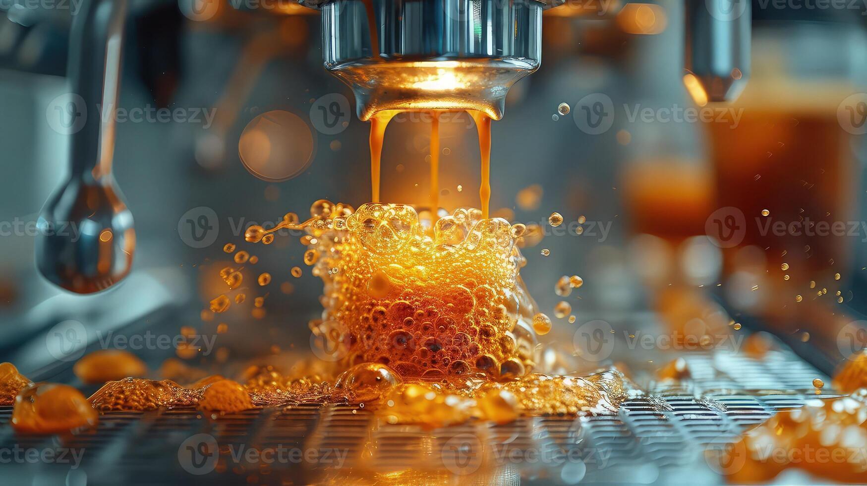 A machine is making coffee with orange liquid photo