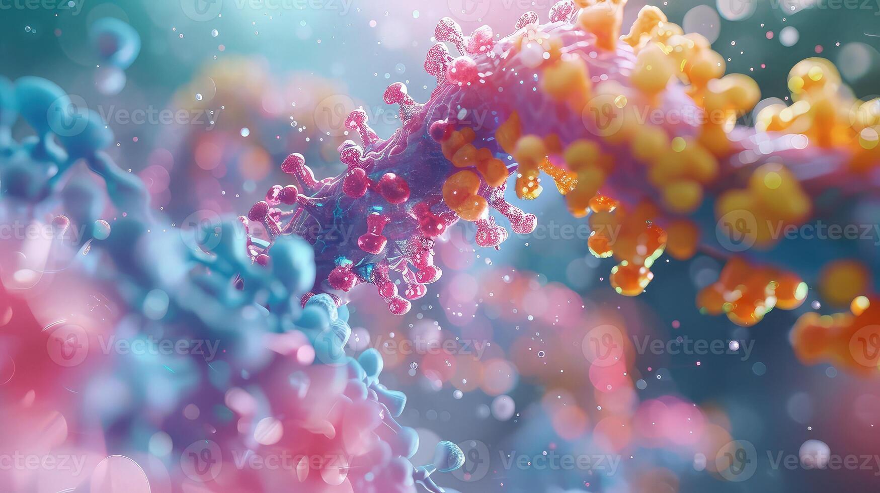 Colorful bubbles and bubbles are floating in the air photo